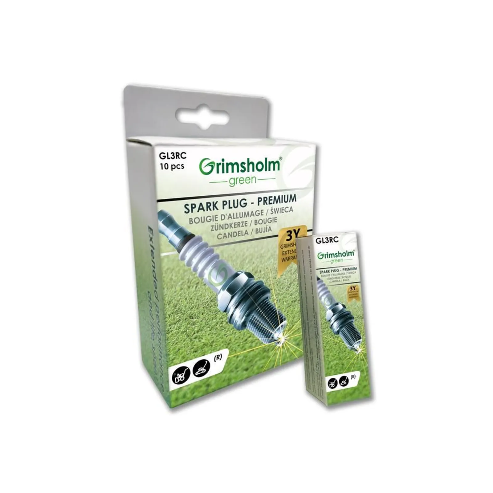 Tändstift GL3RC (snöslungor/gräsklippare, resistor), 10 st