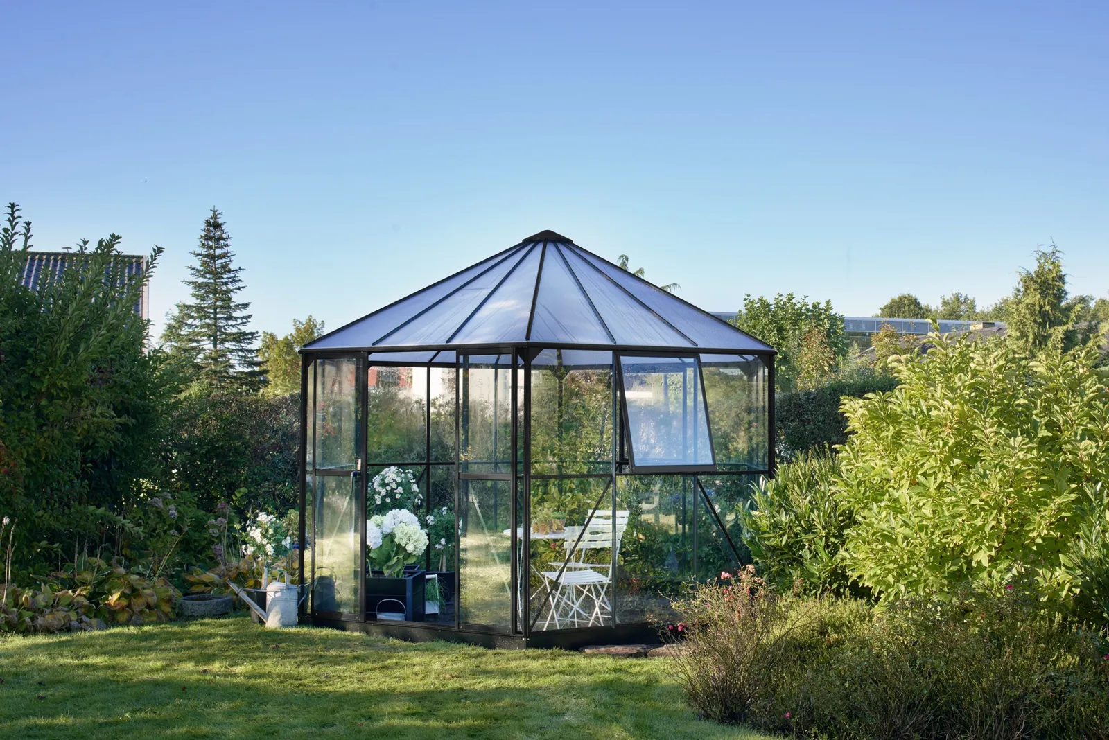 Växthus Halls Atrium Svart 9 m² Härdat Glas