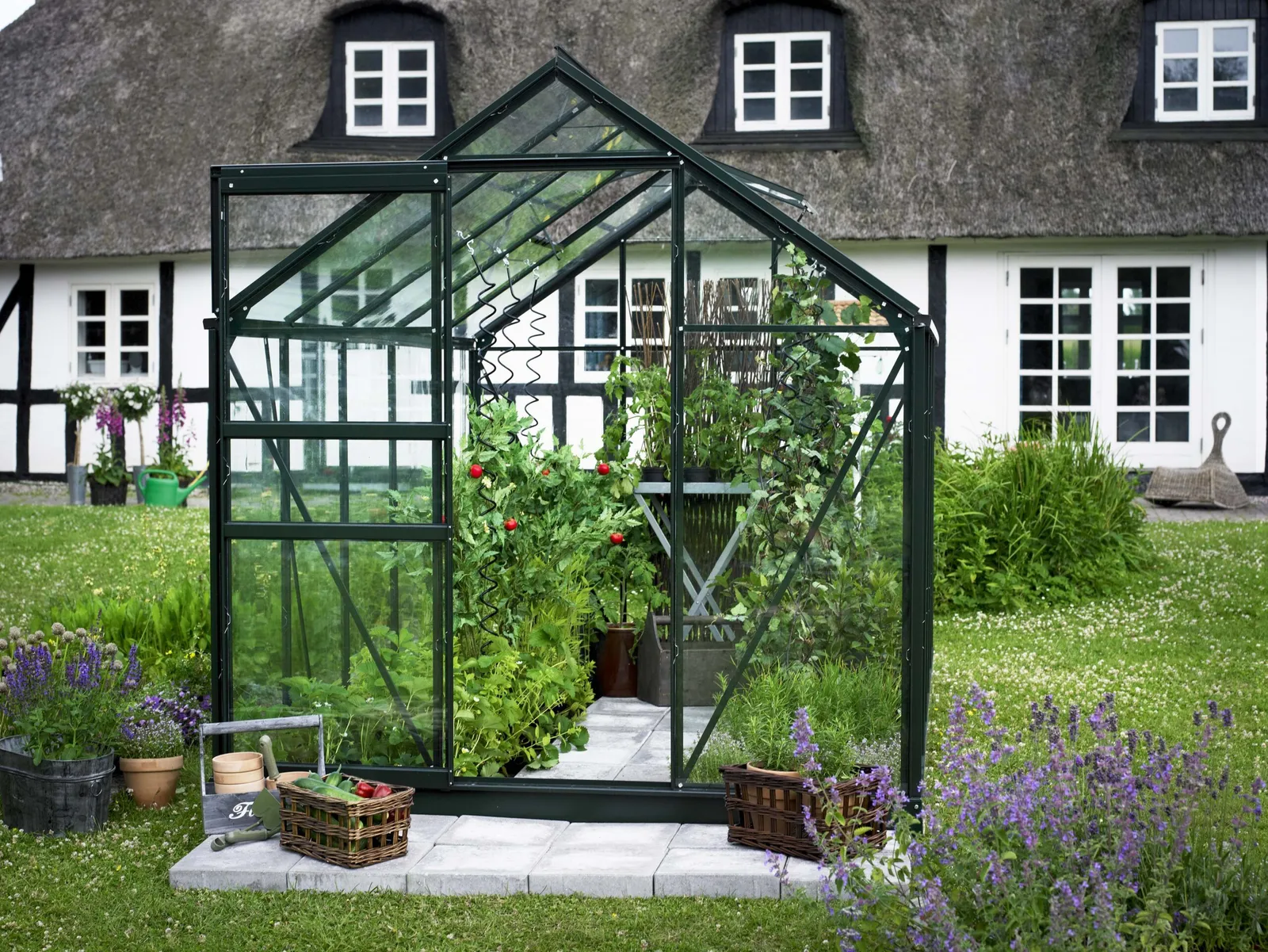 Växthus Halls Popular 106 Grön 6,2 m² Härdat Glas