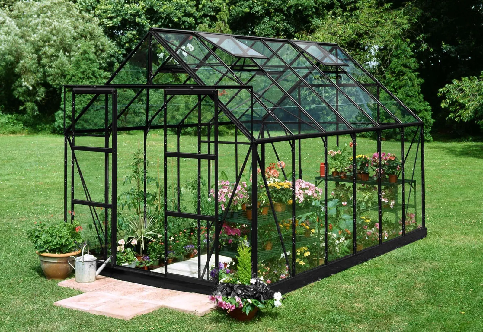 Växthus Halls Magnum 128 Svart 9,9 m² Glas