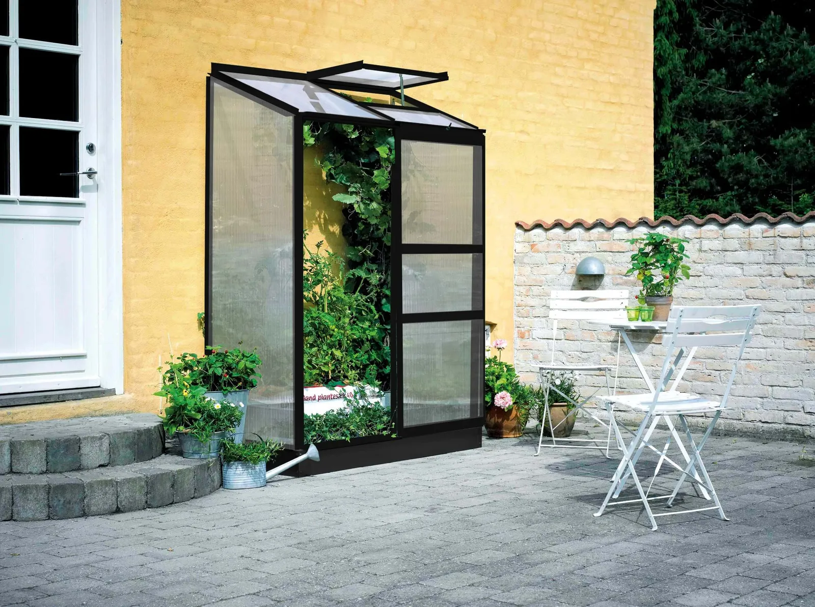Växthus Halls Altan 2 Svart 0,9 m² Polykarbonat