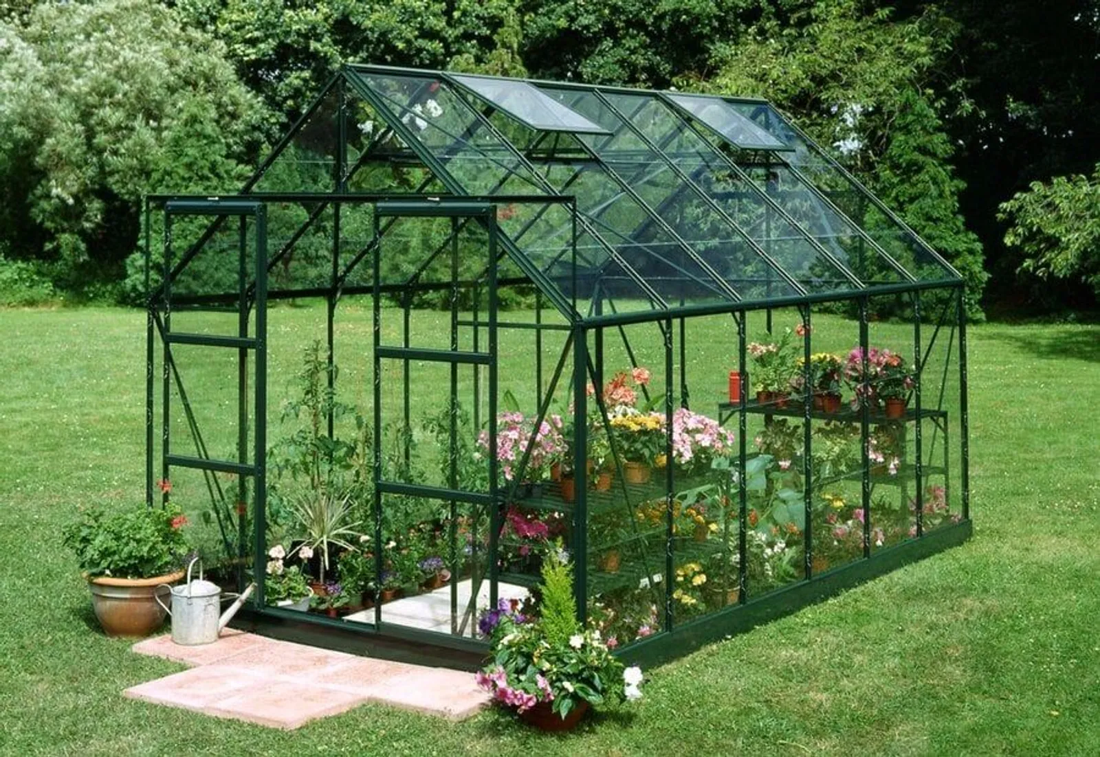 Växthus Halls Magnum 128 Grön 9,9 m² Glas