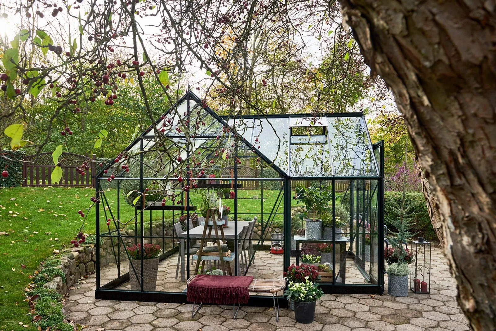 Växthus Halls Garden Room Grön 12,9 m² Härdat Glas - miniatyr 3