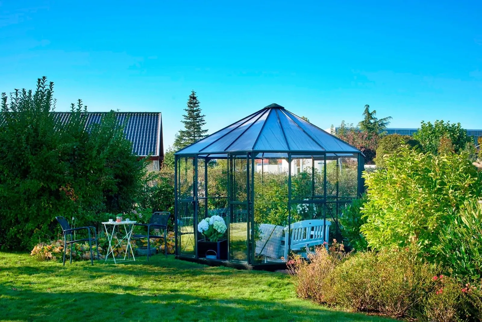 Växthus Halls Atrium Grön 9 m² Härdat Glas
