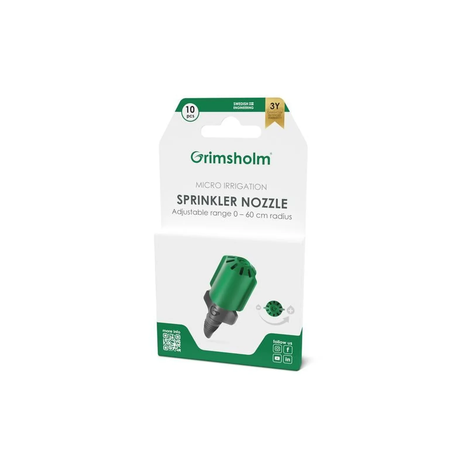 Sprinklermunstycke Grimsholm Reglerbart 13 mm 4,6 mm 10st - miniatyr 2