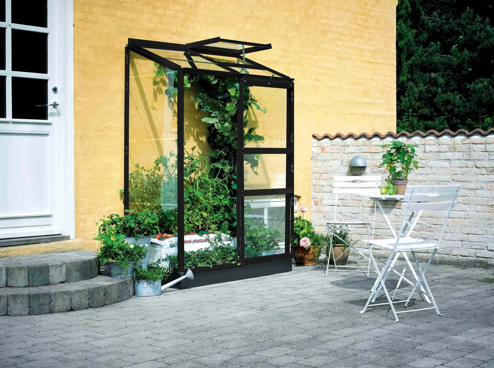 Växthus Halls Altan 2 Svart 0,9 m² Glas