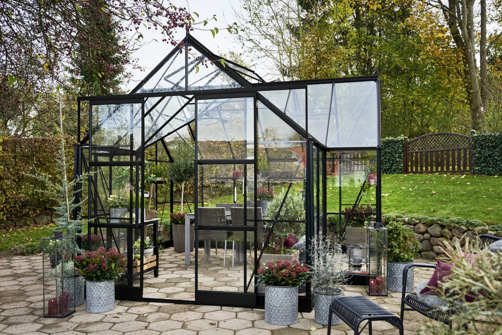 Växthus Halls Garden Room Svart 12,9 m² Härdat Glas - bild 2