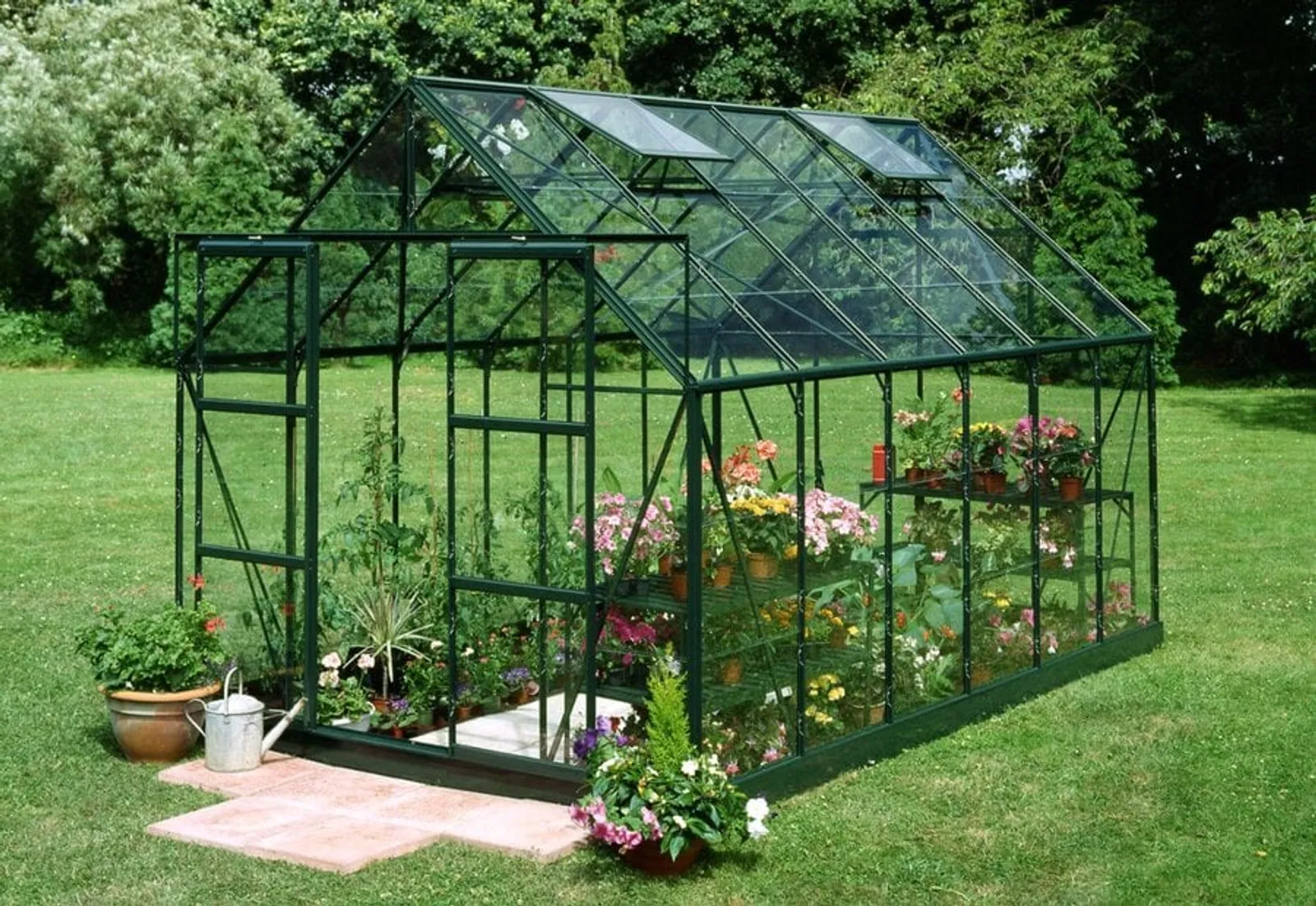 Växthus Halls Magnum 128 Grön 9,9 m² Glas - bild 1