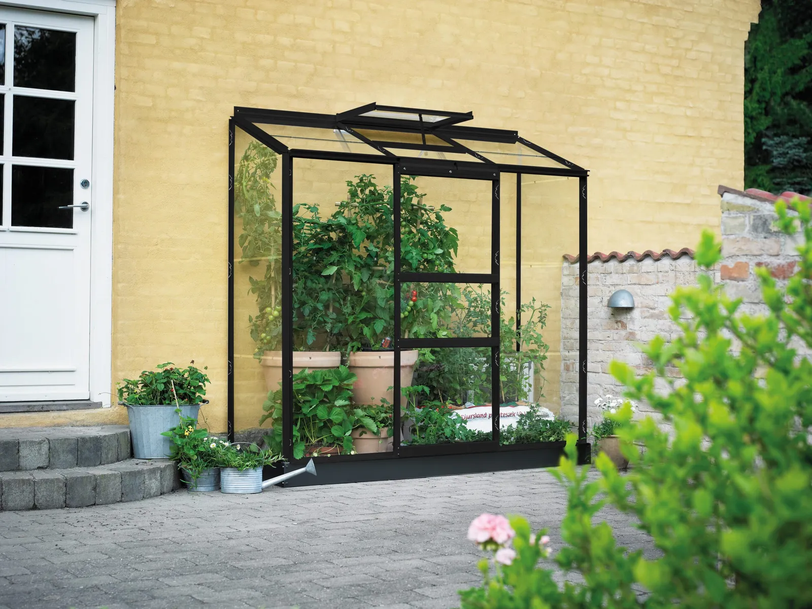 Växthus Halls Altan 3 Svart 1,3 m² Glas - bild 1