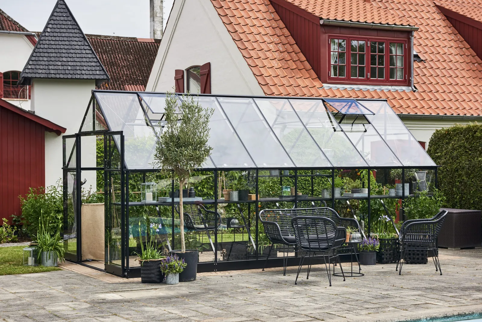 Växthus Halls Qube+ 816 Svart 13 Härdat Glas - bild 2