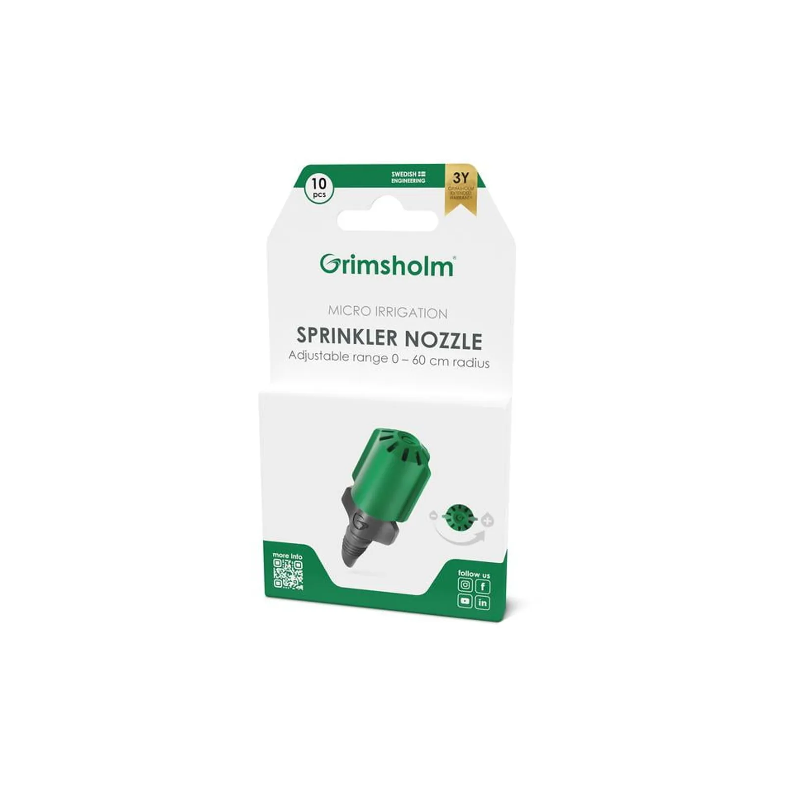Sprinklermunstycke Grimsholm Reglerbart 13 mm 4,6 mm 10st - bild 2