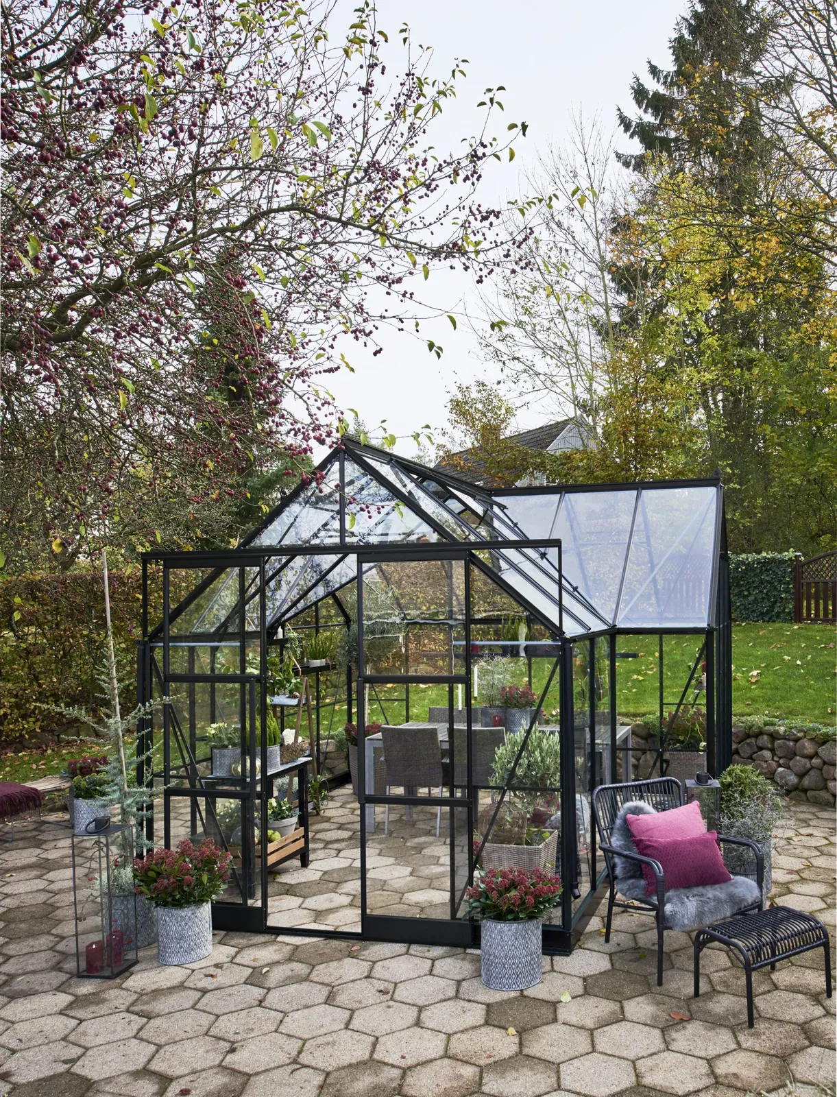 Växthus Halls Garden Room Svart 12,9 m² Härdat Glas - bild 3
