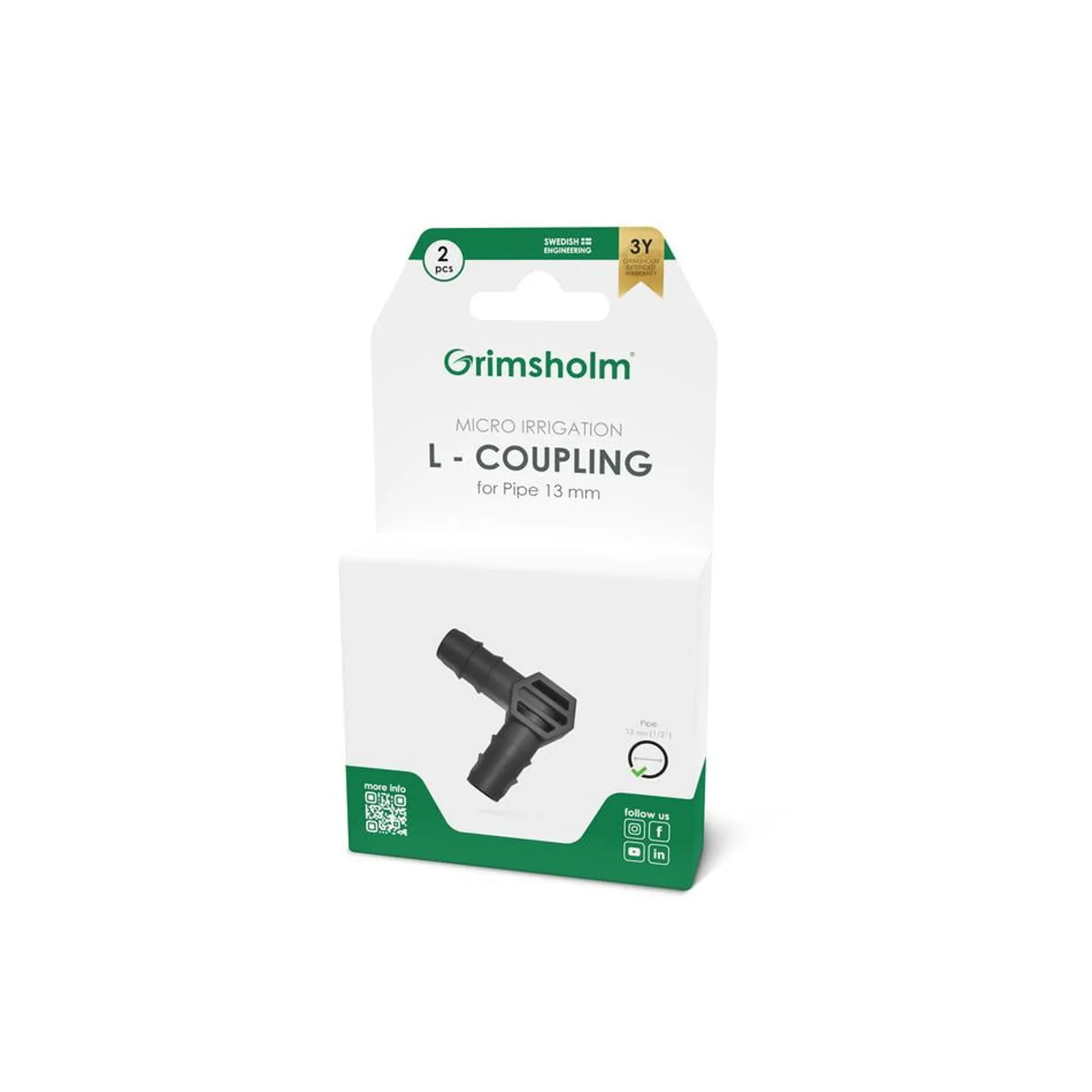 L-koppling Grimsholm 13 mm 2st - bild 1