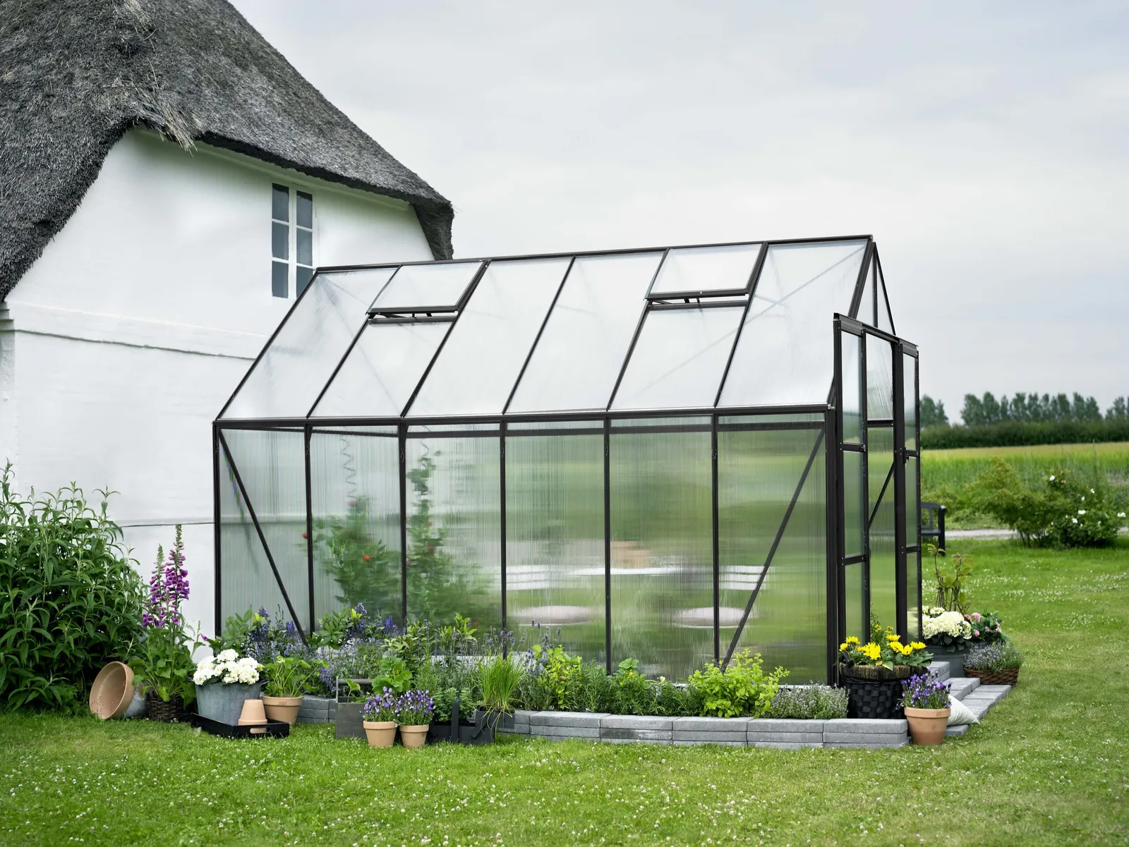 Växthus Halls Magnum 128 Svart 9,9 m² Polykarbonat - bild 1