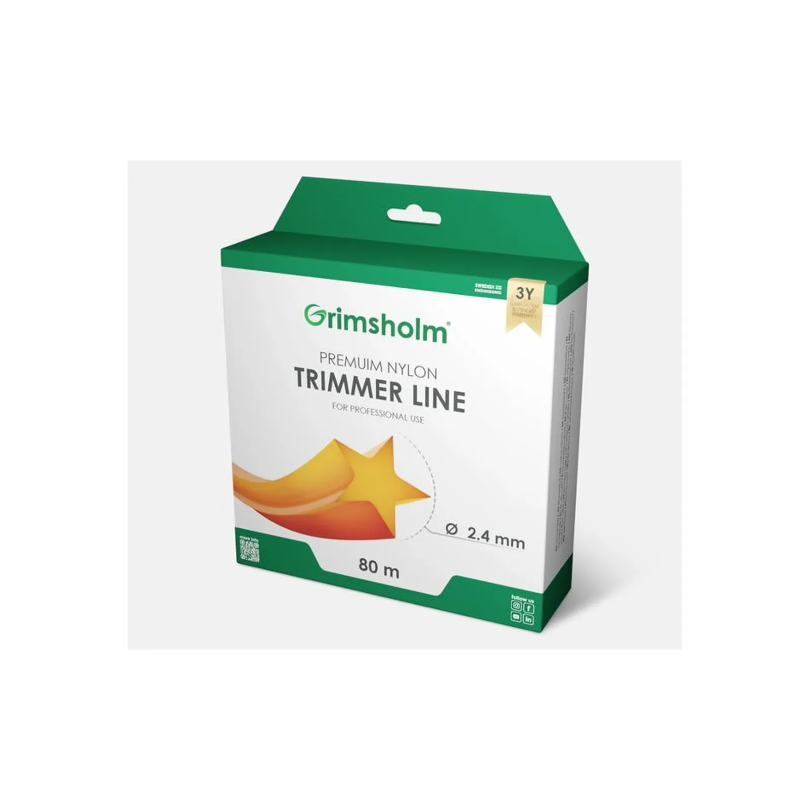 Trimmertråd 2,4mm / stjärna / 80m - bild 1