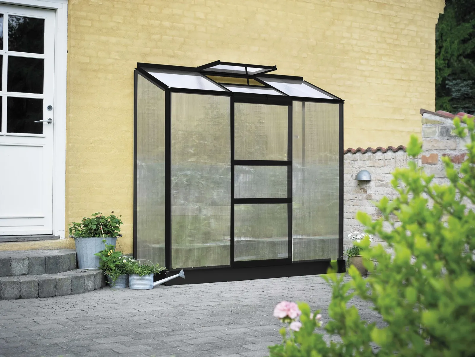 Växthus Halls Altan 3 Svart 1,3 m² Polykarbonat - bild 1