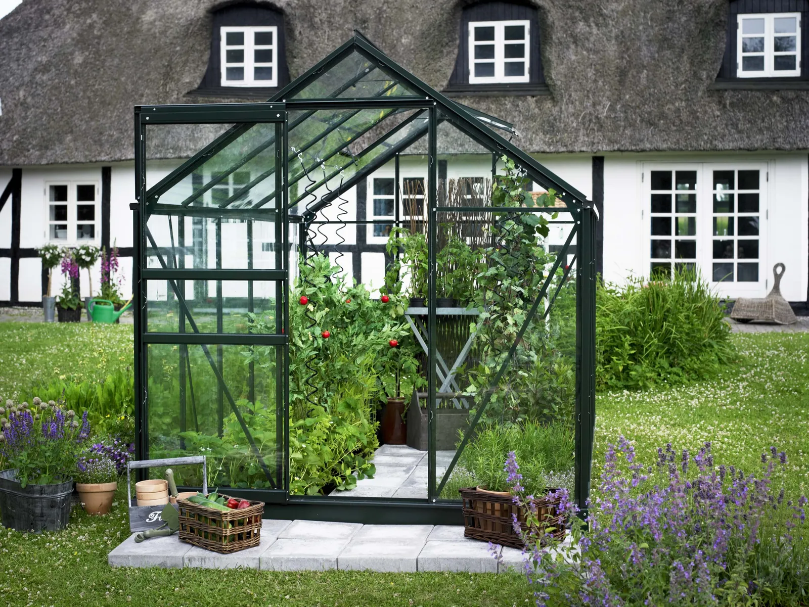 Växthus Halls Popular 106 Grön 6,2 m² Härdat Glas - bild 1