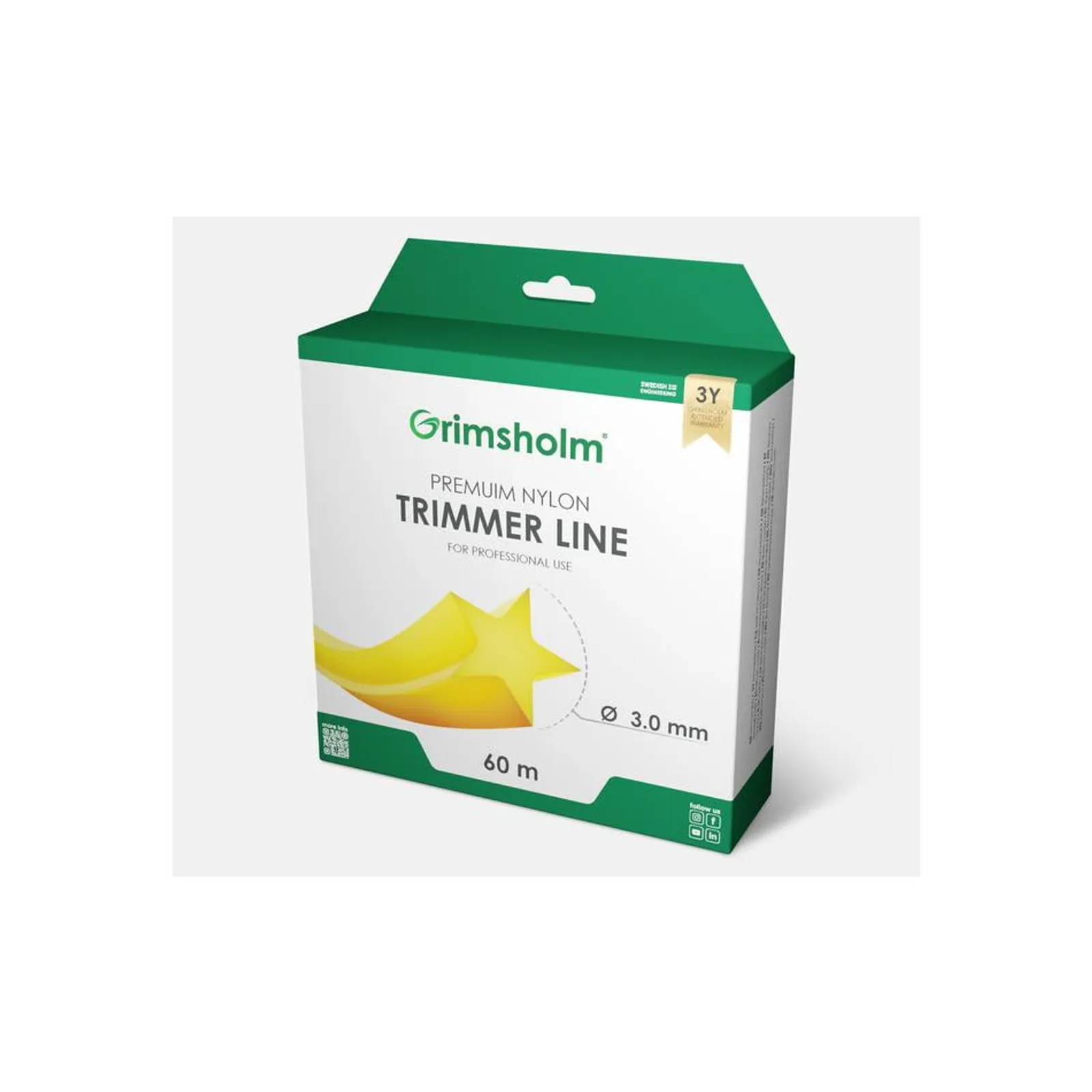 Trimmertråd 3,0mm / stjärna / 60m - bild 1