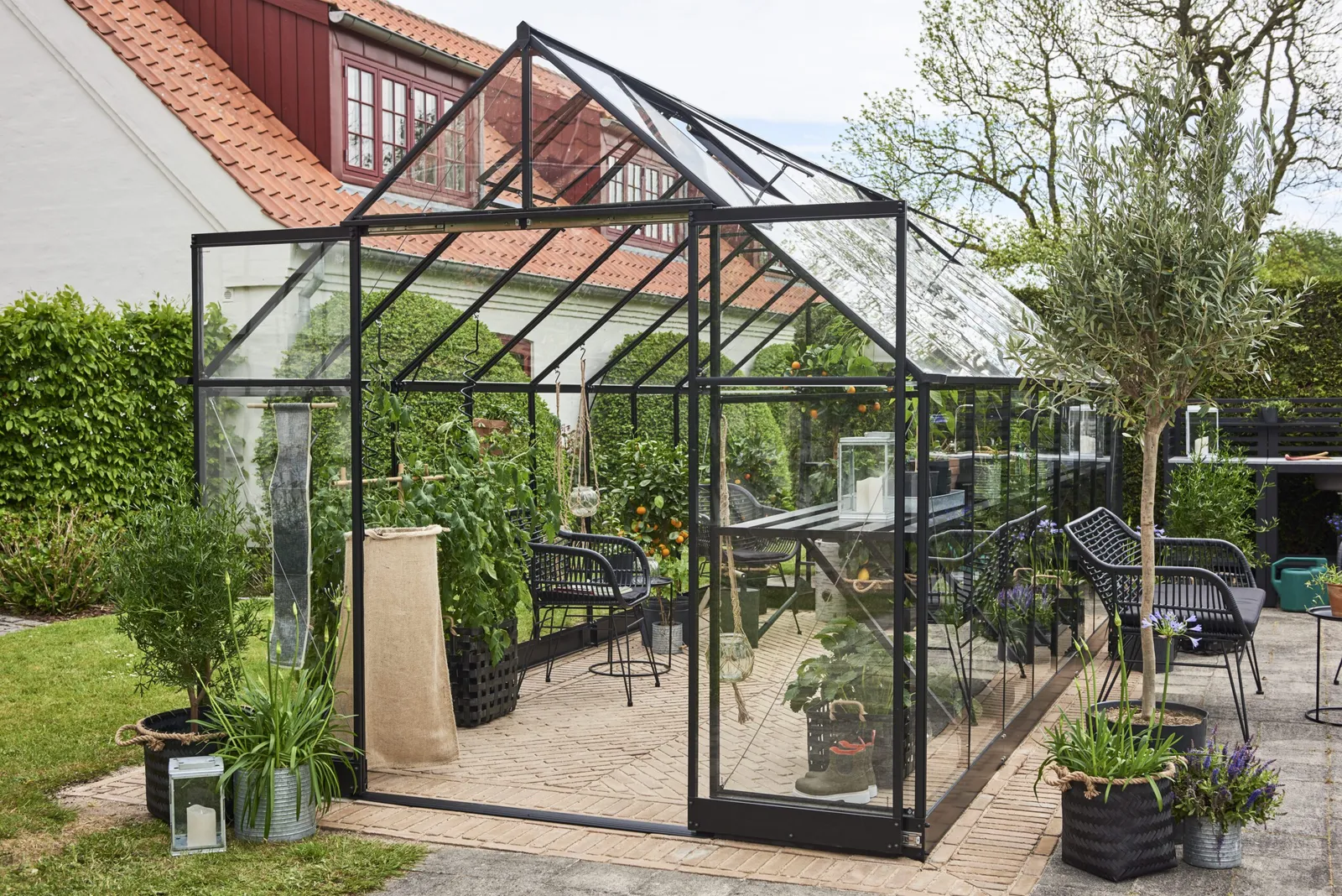 Växthus Halls Qube+ 816 Svart 13 Härdat Glas - bild 1