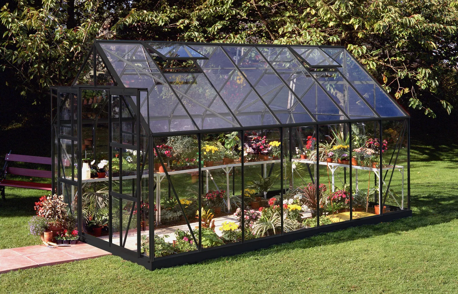 Växthus Halls Magnum 148 Svart 11,5 m² Härdat Glas - bild 1