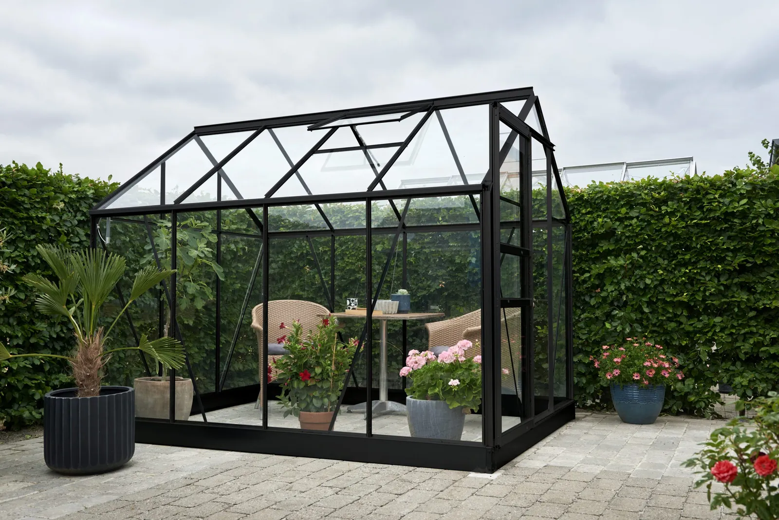 Växthus Halls Popular 86 Svart 5 m² Härdat Glas - bild 1